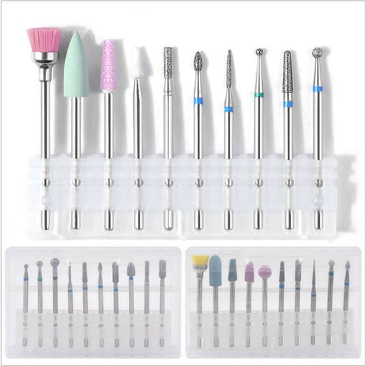 10Pcs/box Nail Cone Tip Ceramic Drill Bits Electric Cuticle Clean Rotary For Manicure Pedicure Grinding Head Sander Tool