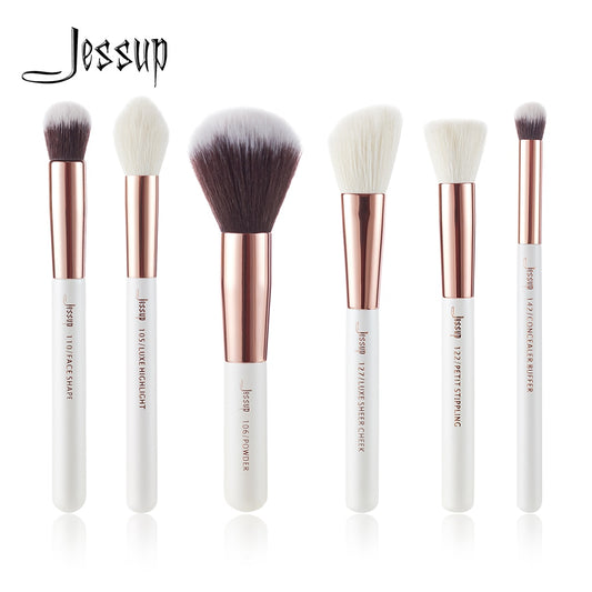 Jessup Makeup Brushes Set 6pcs Makeup Brush Natural-Synthetic Powder Contour Blush Highlighter Blend Concealer Makeup Brush Kits